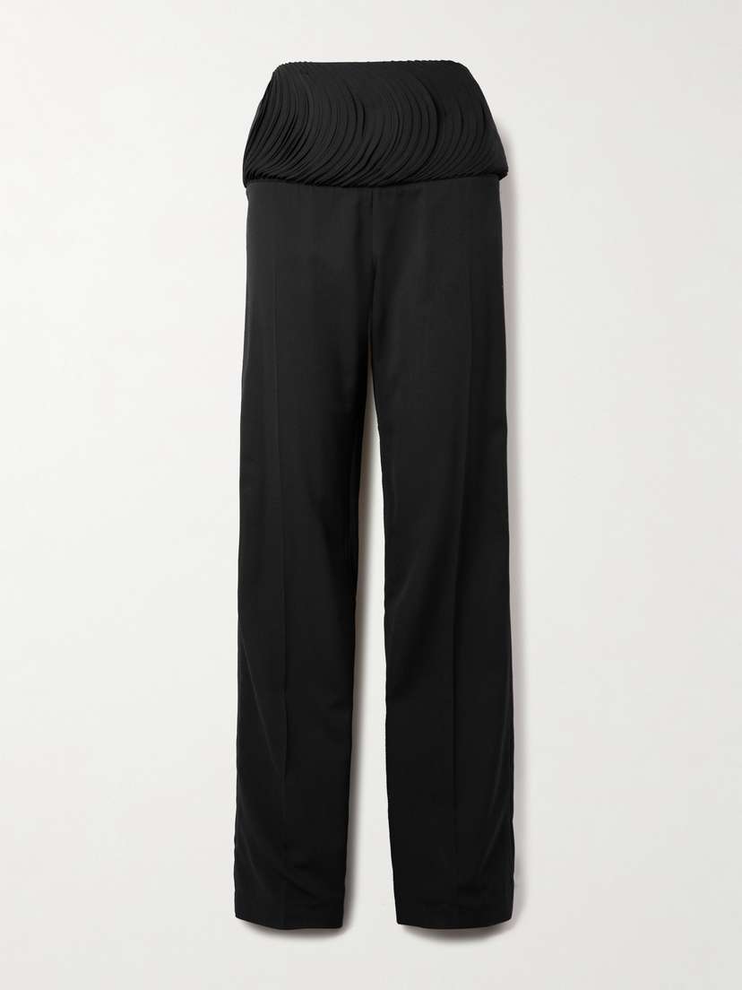 Alaïa Pleated Layered Twill Straight-leg Pants