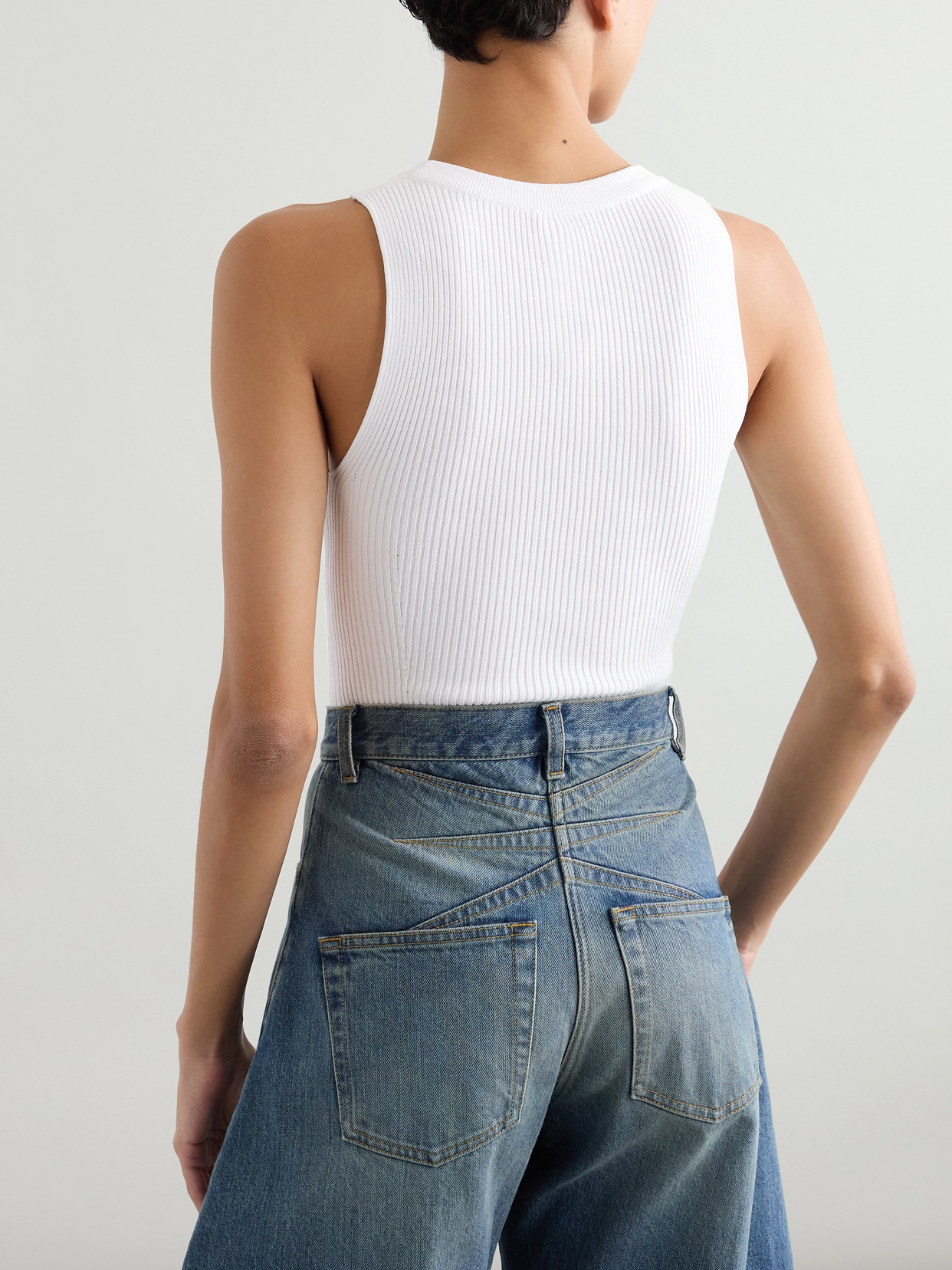 Alaïa Ribbed-knit Bodysuit In White