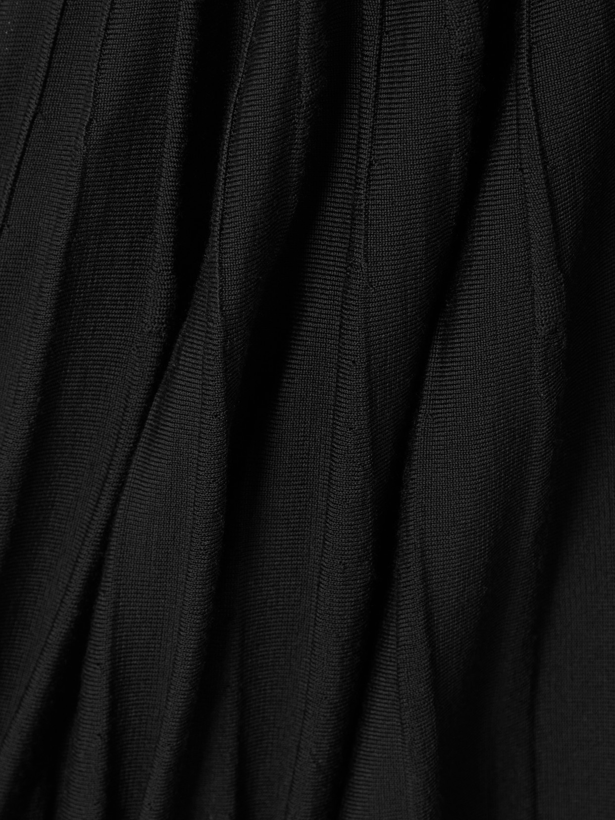 Shop Alaïa One-shoulder Ribbed Wool Midi Dress In Black