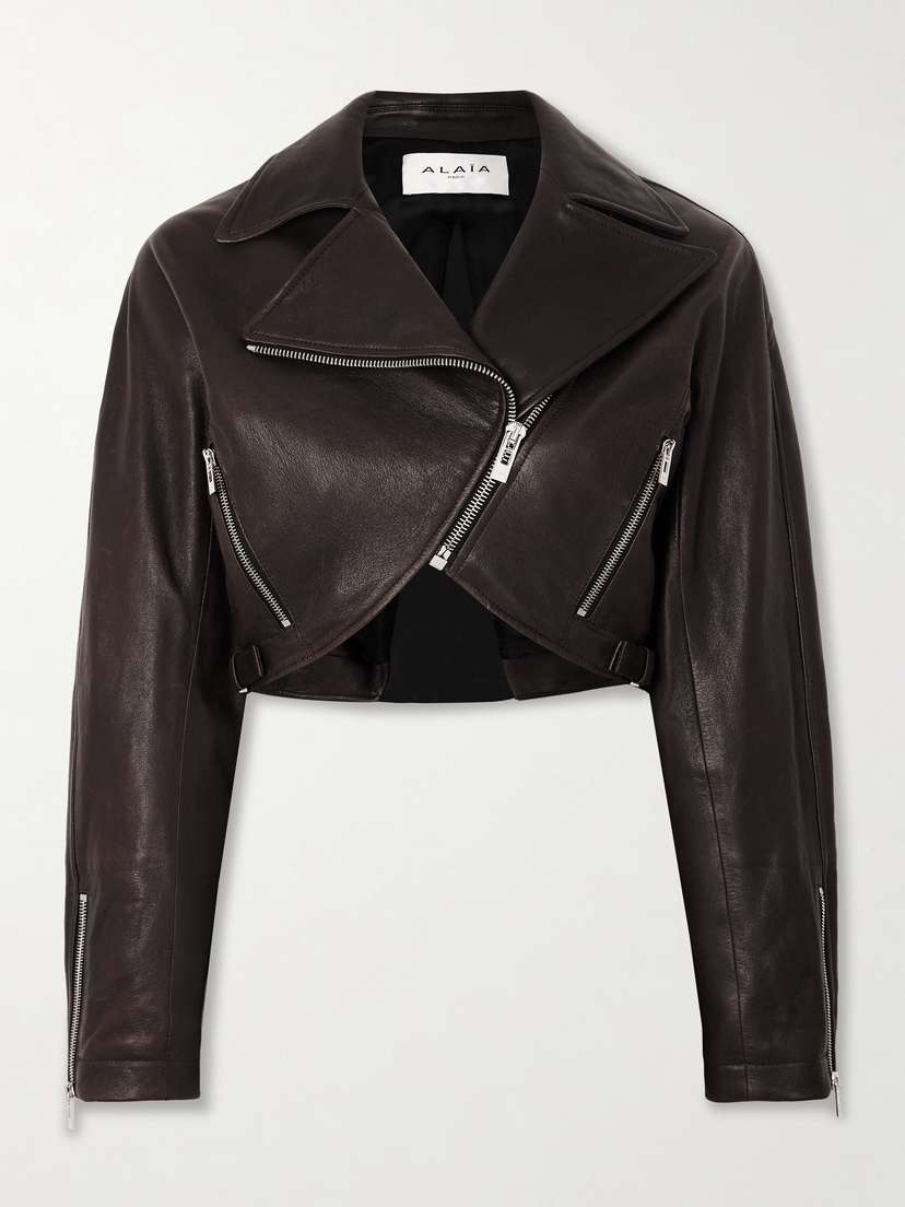 Alaïa Cropped Leather Biker Jacket - FR 36