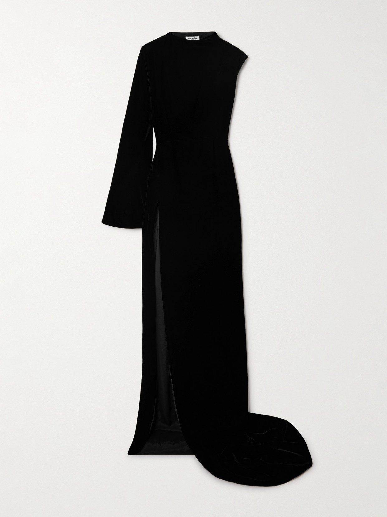 Alaïa One-shoulder Cutout Velvet Gown In Black