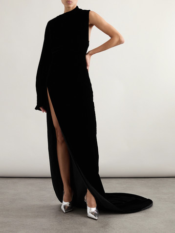 Alaïa One-shoulder cutout velvet gown