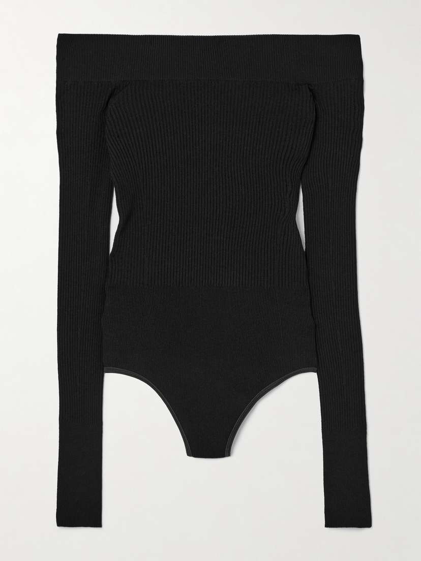 Alaïa Off-the-shoulder Ribbed-knit Bodysuit