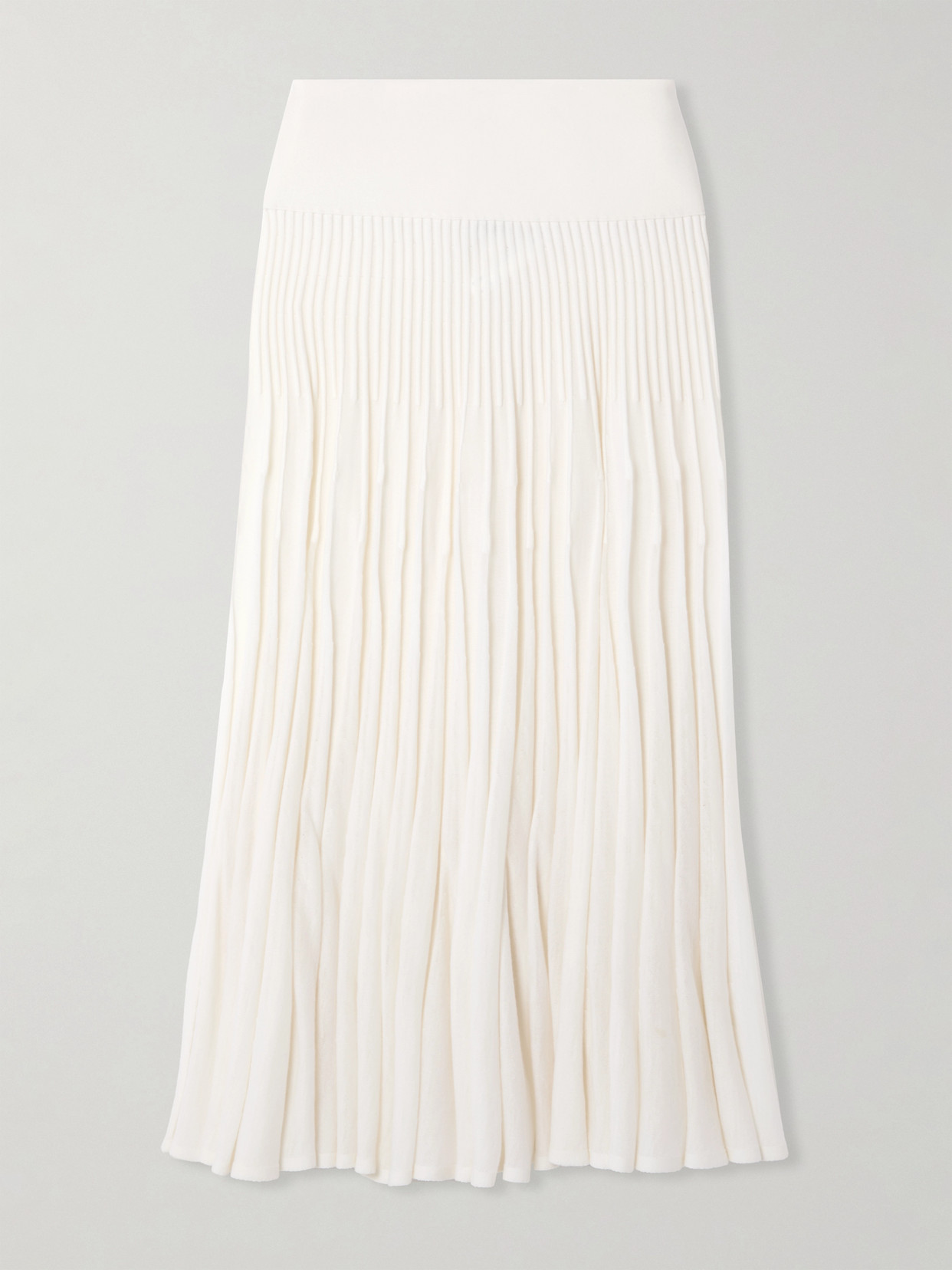 Alaïa Pleated Wool Midi Skirt In White