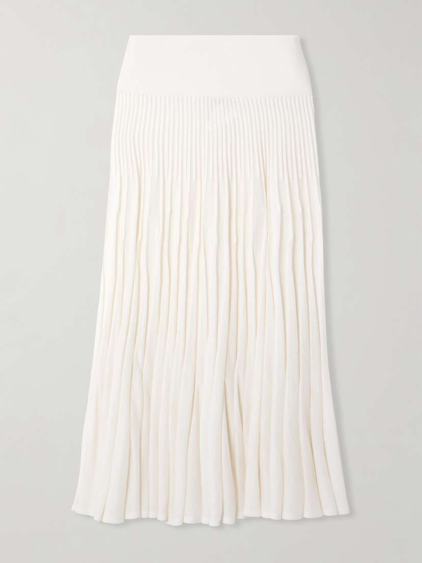 Alaïa Pleated Wool Midi Skirt