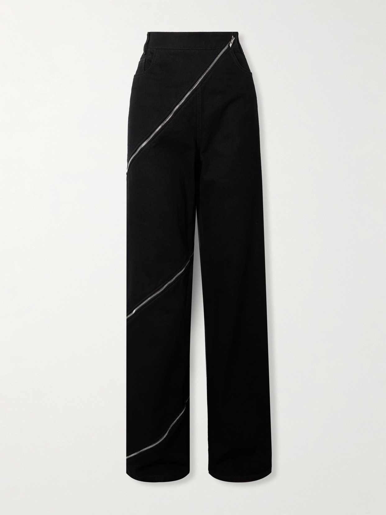 Alaïa Womens Noir Alaia Spiral Two-patch-pockets Wide-leg High-rise Denim-blend Trousers In Black
