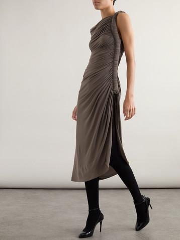 Alaïa One-shoulder draped stretch-jersey midi dress