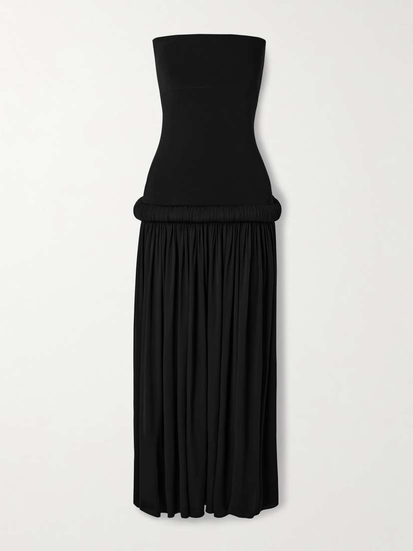 Alaïa Strapless Pleated Stretch-jersey Midi Dress
