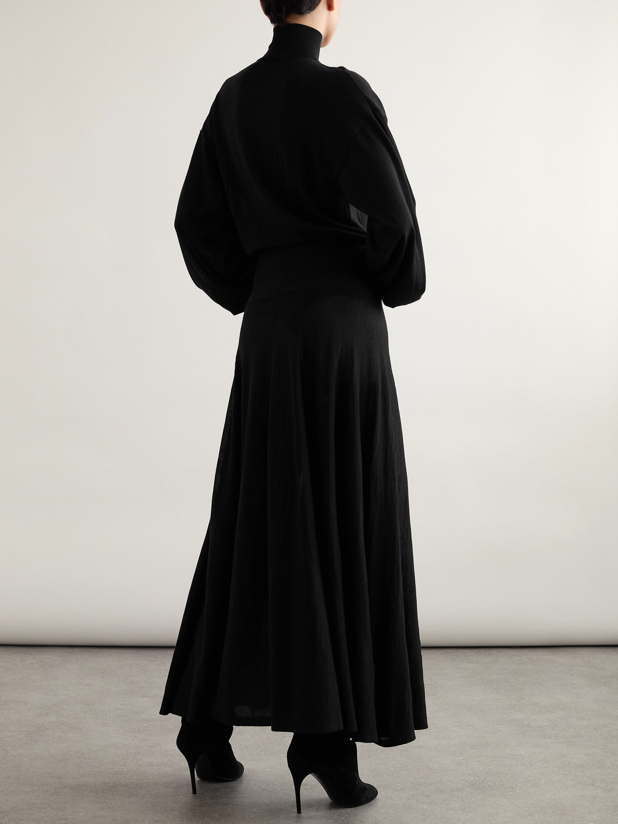 Alaïa Cutout Wool-blend Turtleneck Midi Dress In Black