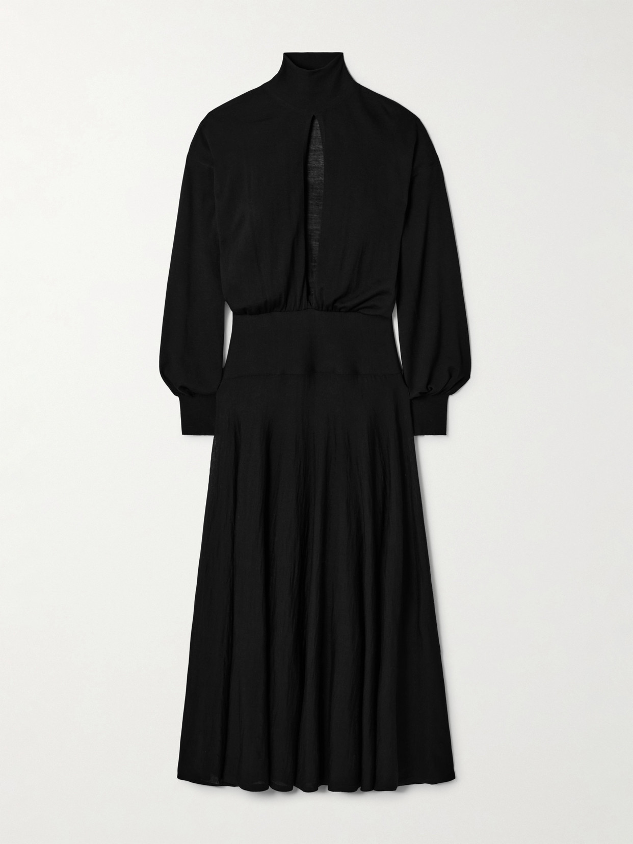 Alaïa Cutout Wool-blend Turtleneck Midi Dress In Black