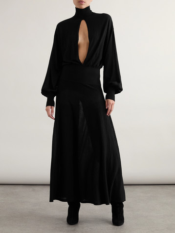 Alaïa Cutout wool-blend turtleneck midi dress