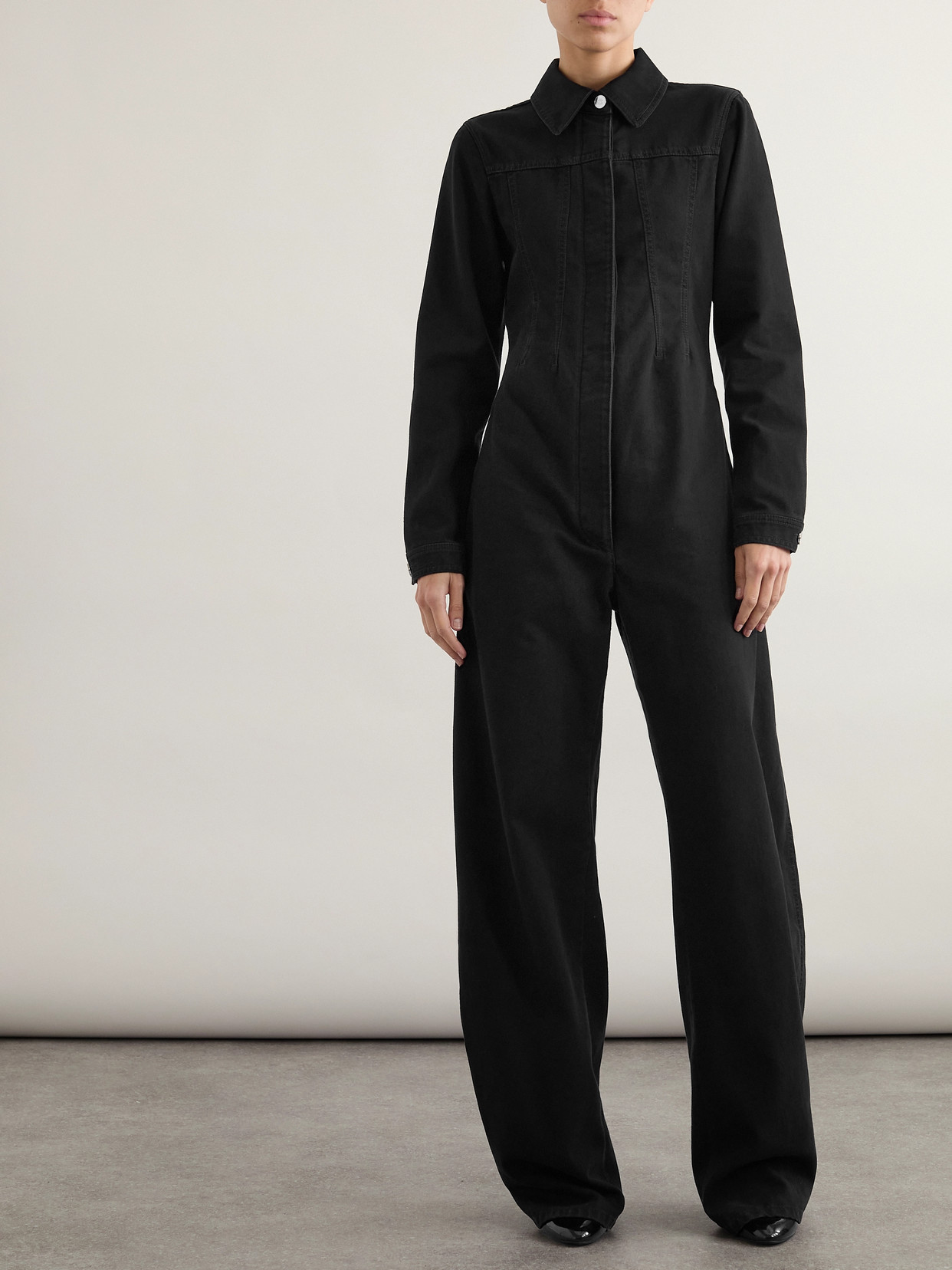 Alaïa Denim Jumpsuit In Black