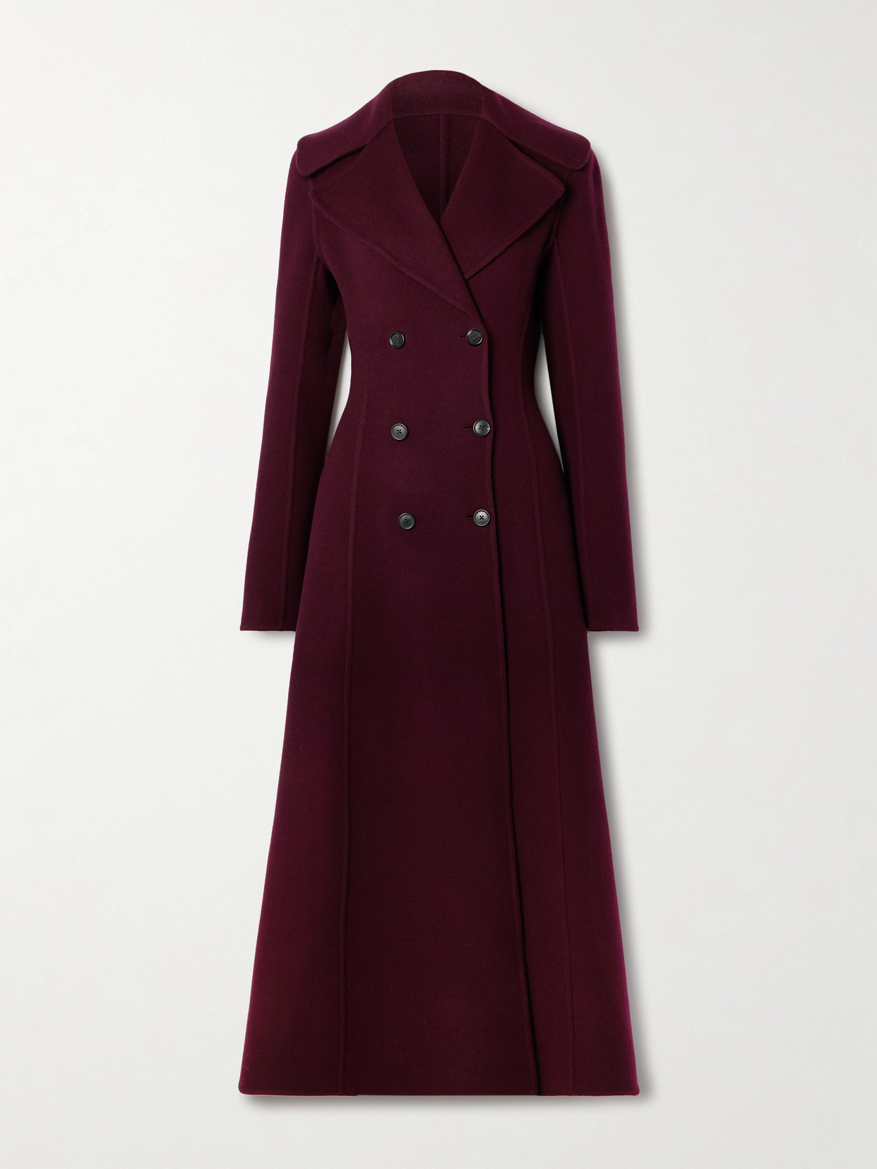 Alaïa Virgin Wool Cinched Coat In Burgundy
