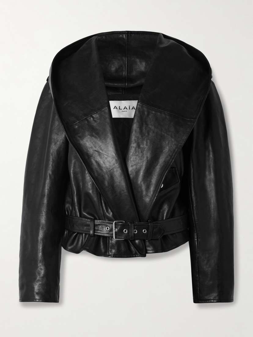 Alaïa Hooded Leather Biker Jacket