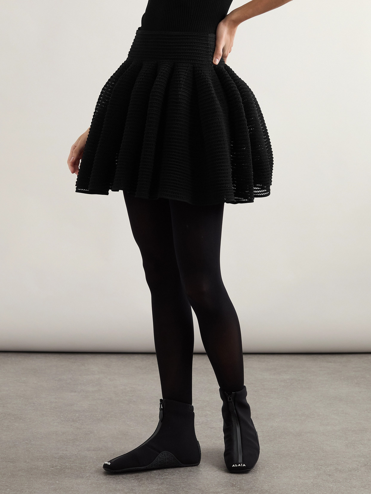 Alaïa - Pleated Open-Knit Mini