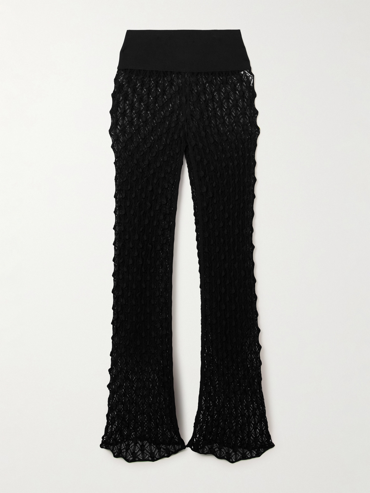 Alaïa Open-knit Straight-leg Pants In Black