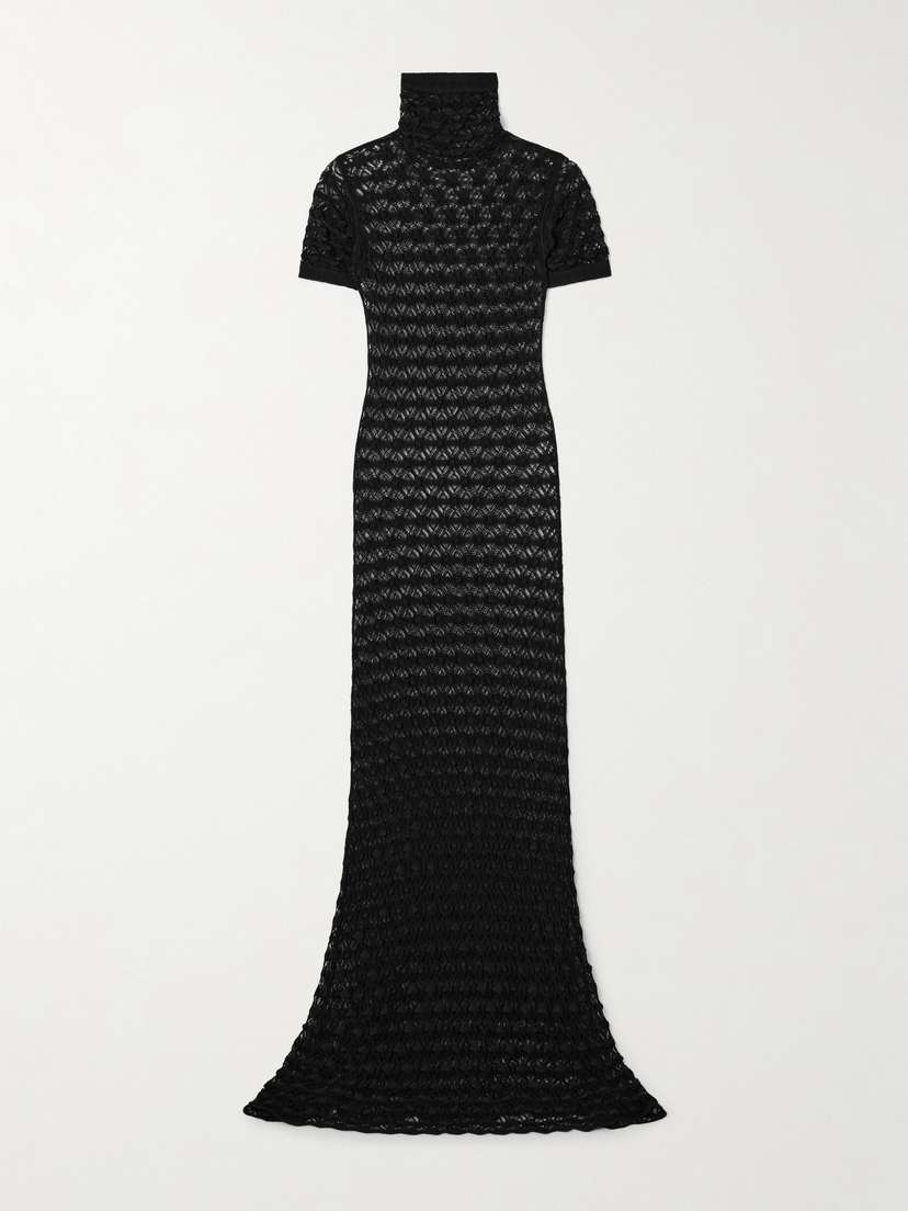 Alaïa Open-knit Turtleneck Maxi Dress - FR 36