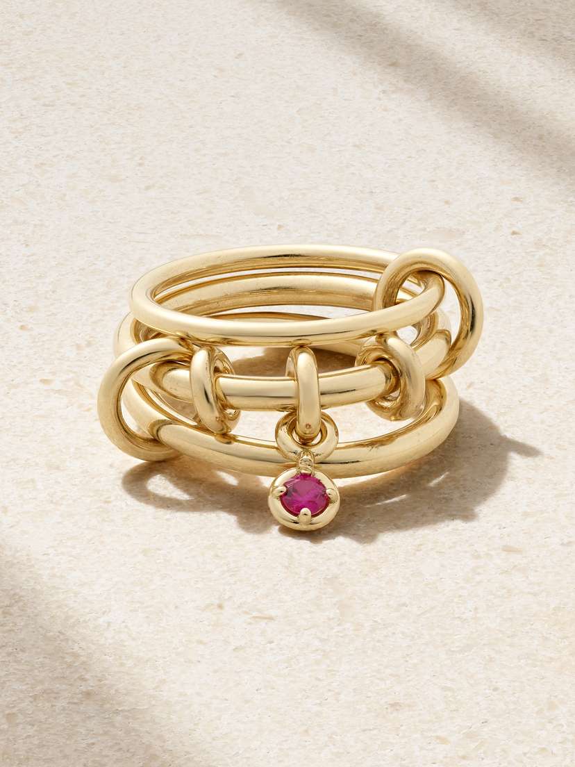 Spinelli Kilcollin Piera Set Of Three 18-karat Gold Sapphire Rings