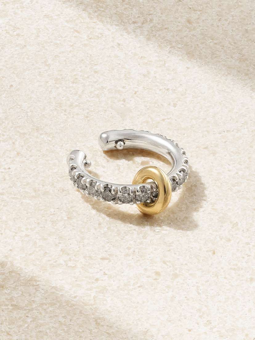 Spinelli Kilcollin 18-karat Gold And Sterling Silver Diamond Ear Cuff