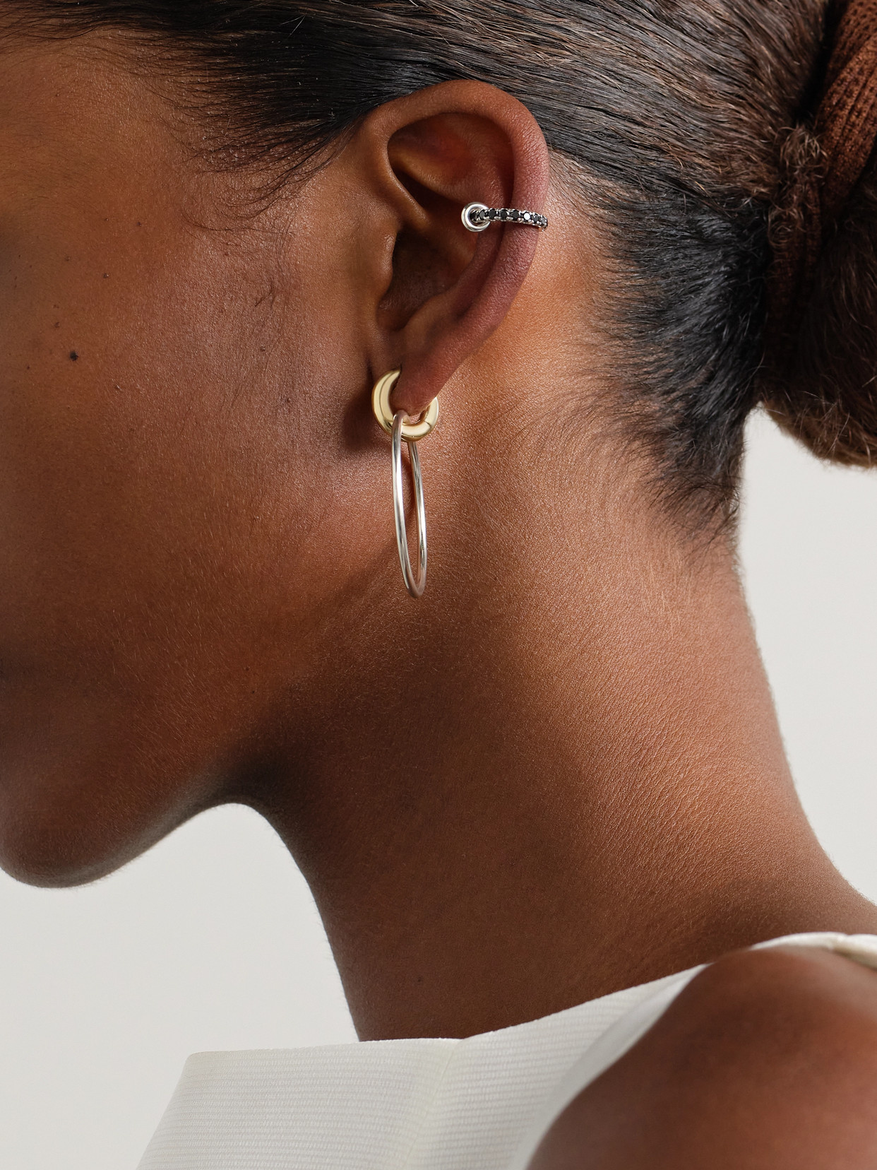 Spinelli Kilcollin Sterling Silver Elara Black Diamond Ear Cuff In Silver