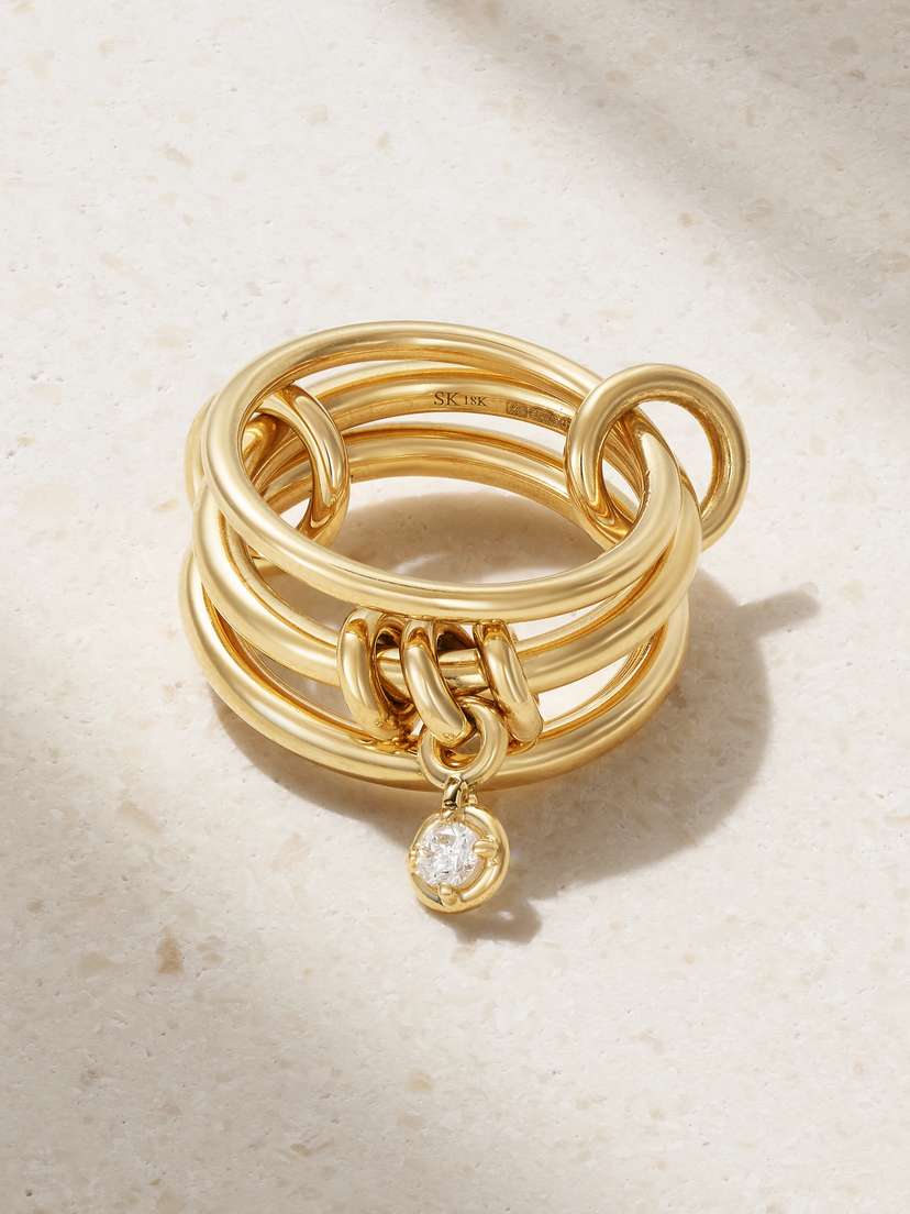 Spinelli Kilcollin Piera Set Of Three 18-karat Gold Diamond Rings