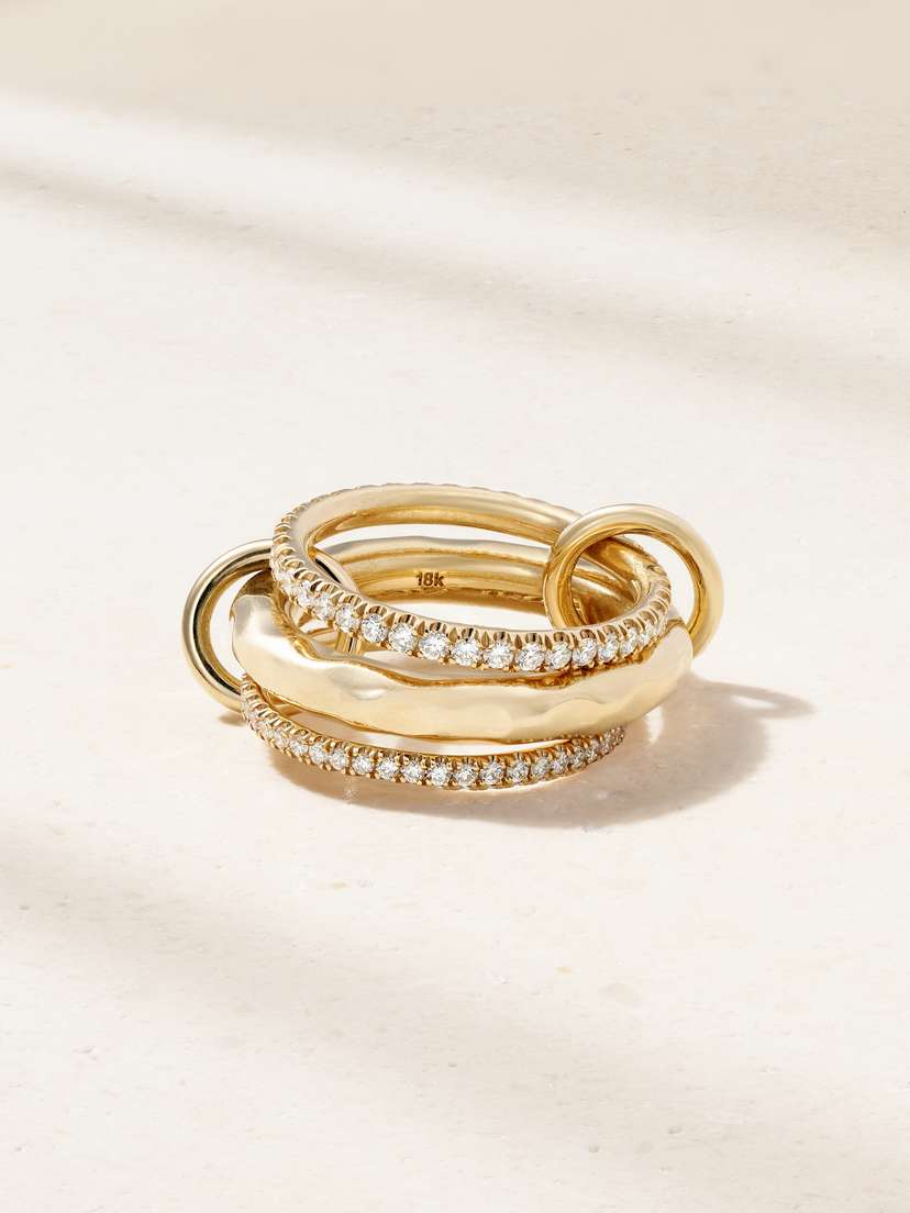 Spinelli Kilcollin Theo Set Of Three 18-karat Gold Diamond Rings