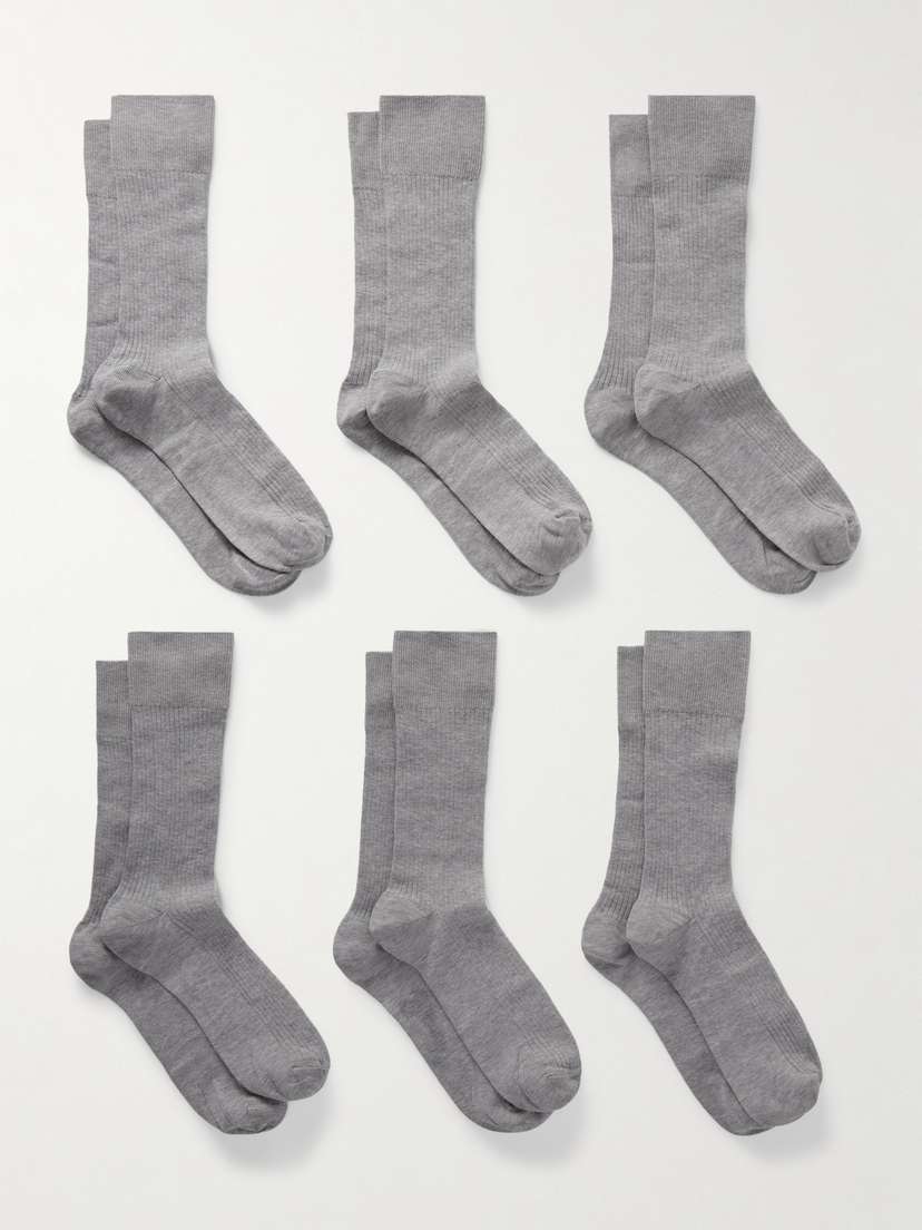 CDLP Pack Of Six Ribbed Cotton-blend Socks