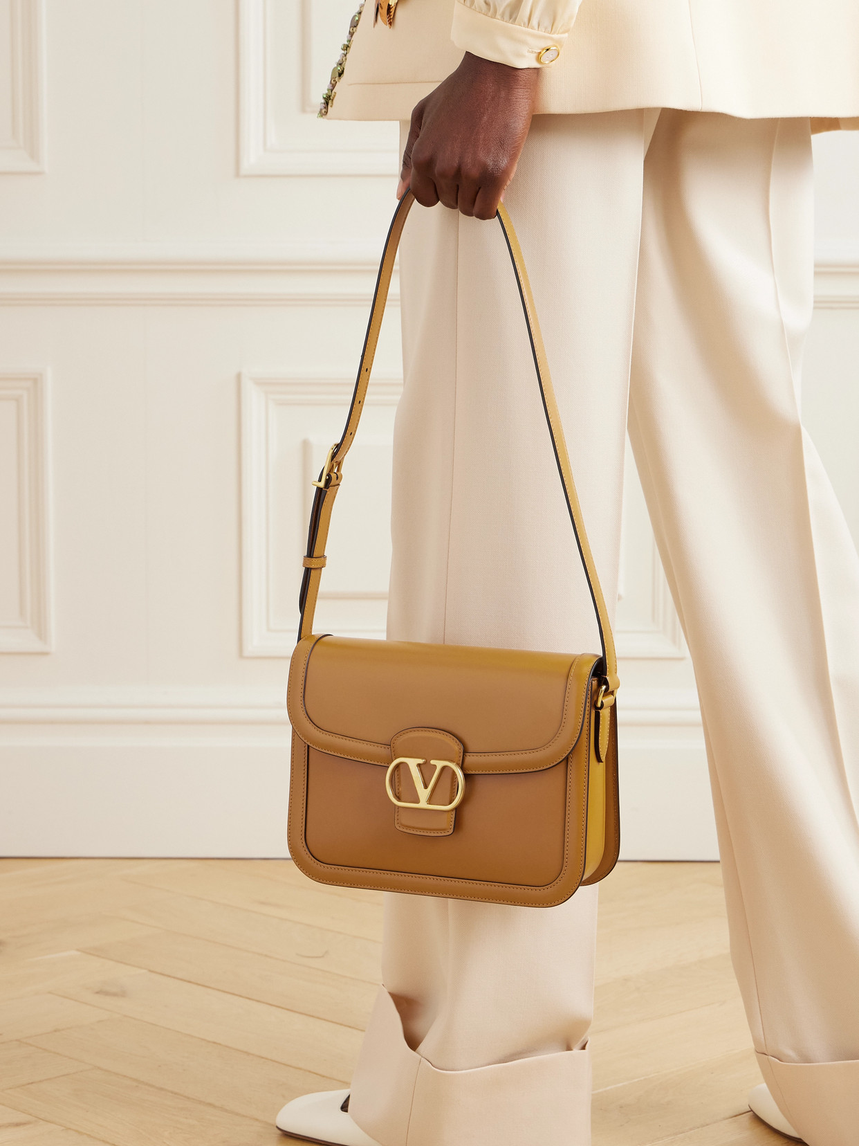 Valentino Garavani Valentino 9to5 Foldover Top Shoulder Bag In Brown