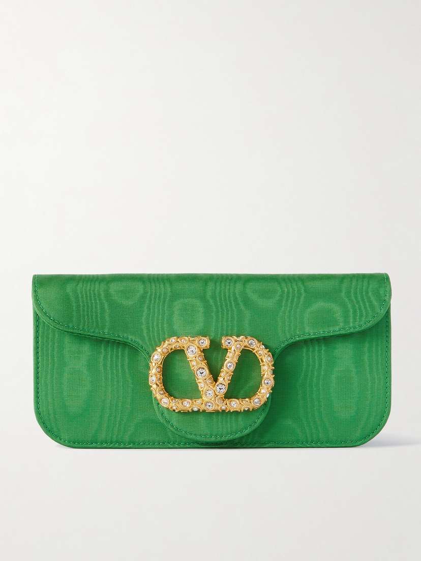 Valentino Garavani Locò Embellished Moire Clutch