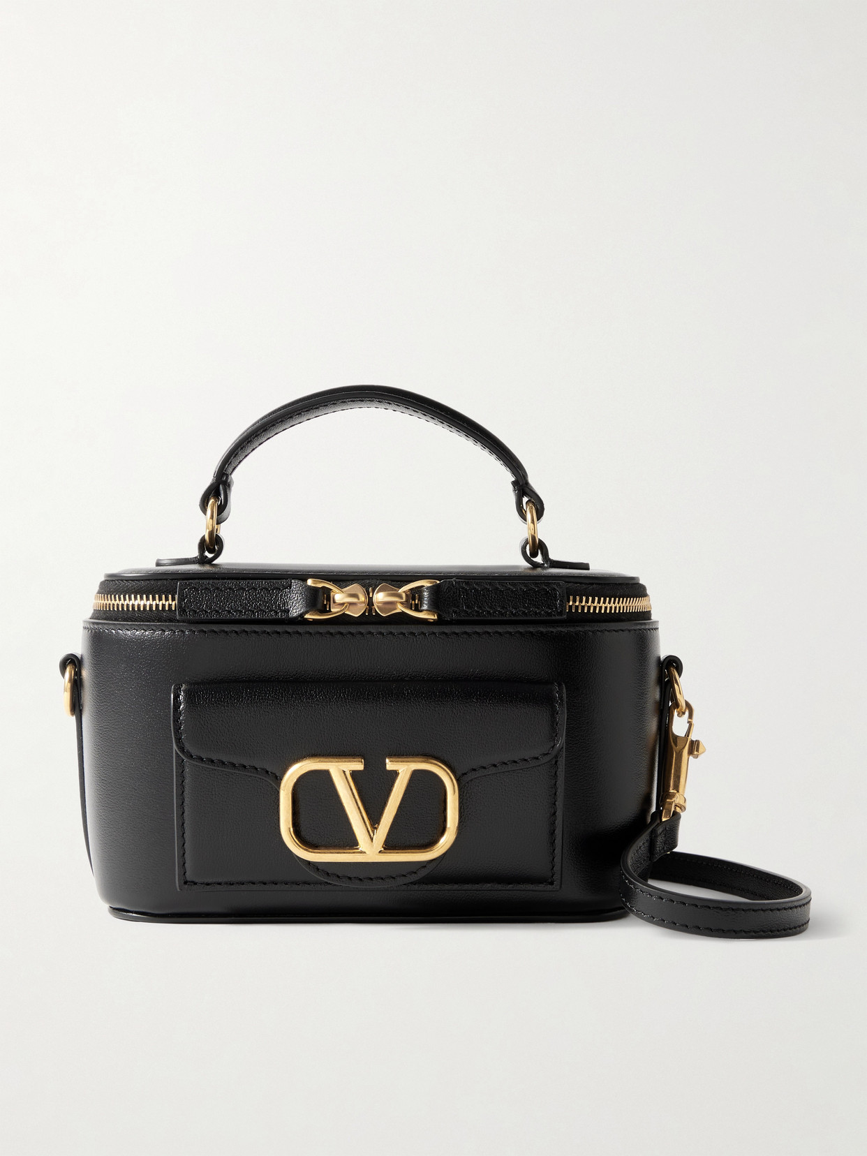 Valentino Garavani Locò Leather Shoulder Bag In Black
