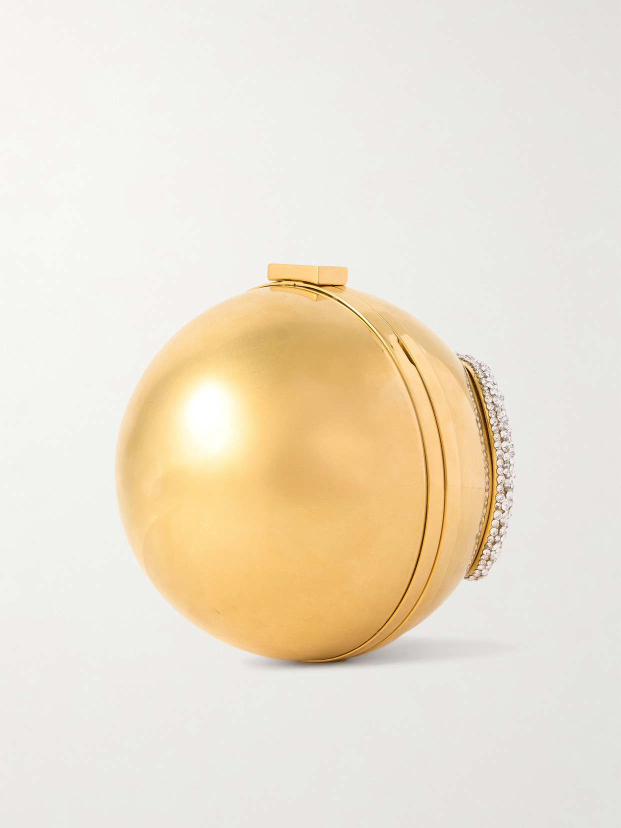 Valentino Vlogo Crystal-embellished Gold-tone Clutch In Gold