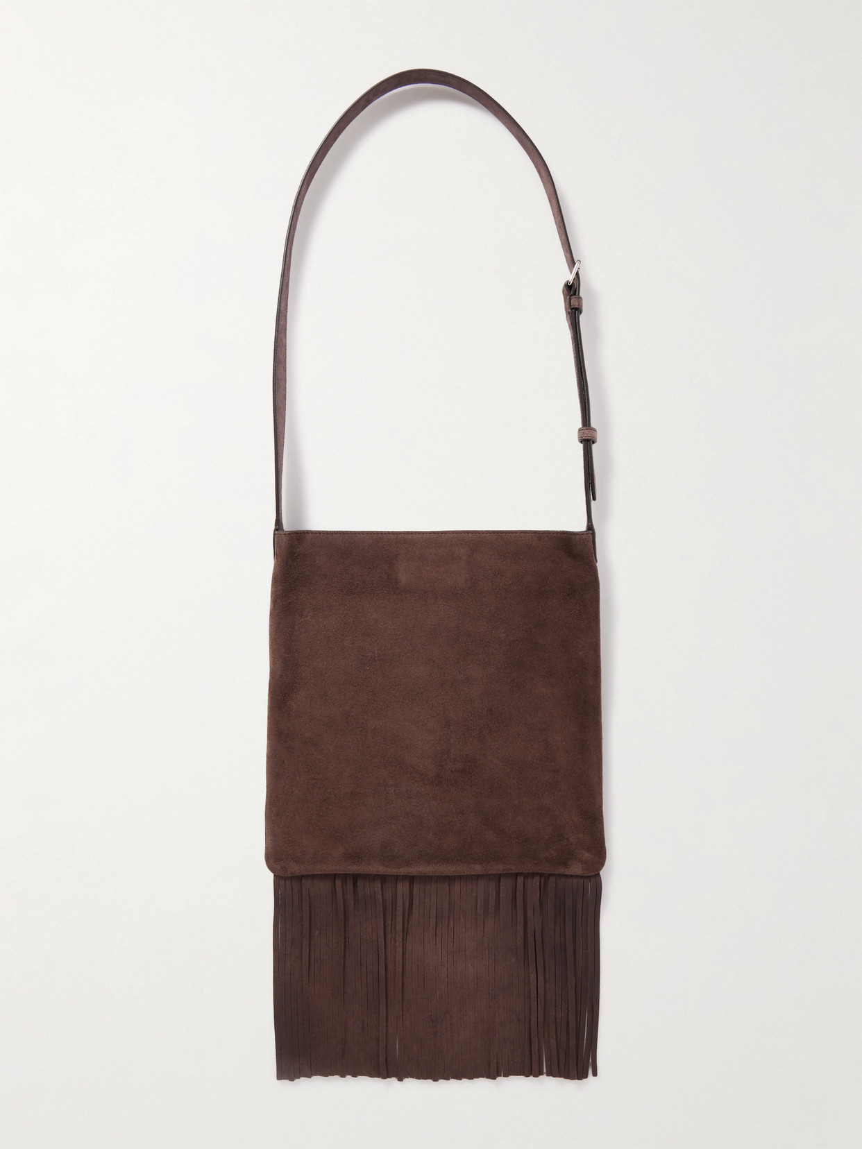 Valentino Nellcote Embellished Fringed Leather-trimmed Suede Shoulder Bag In Burgundy