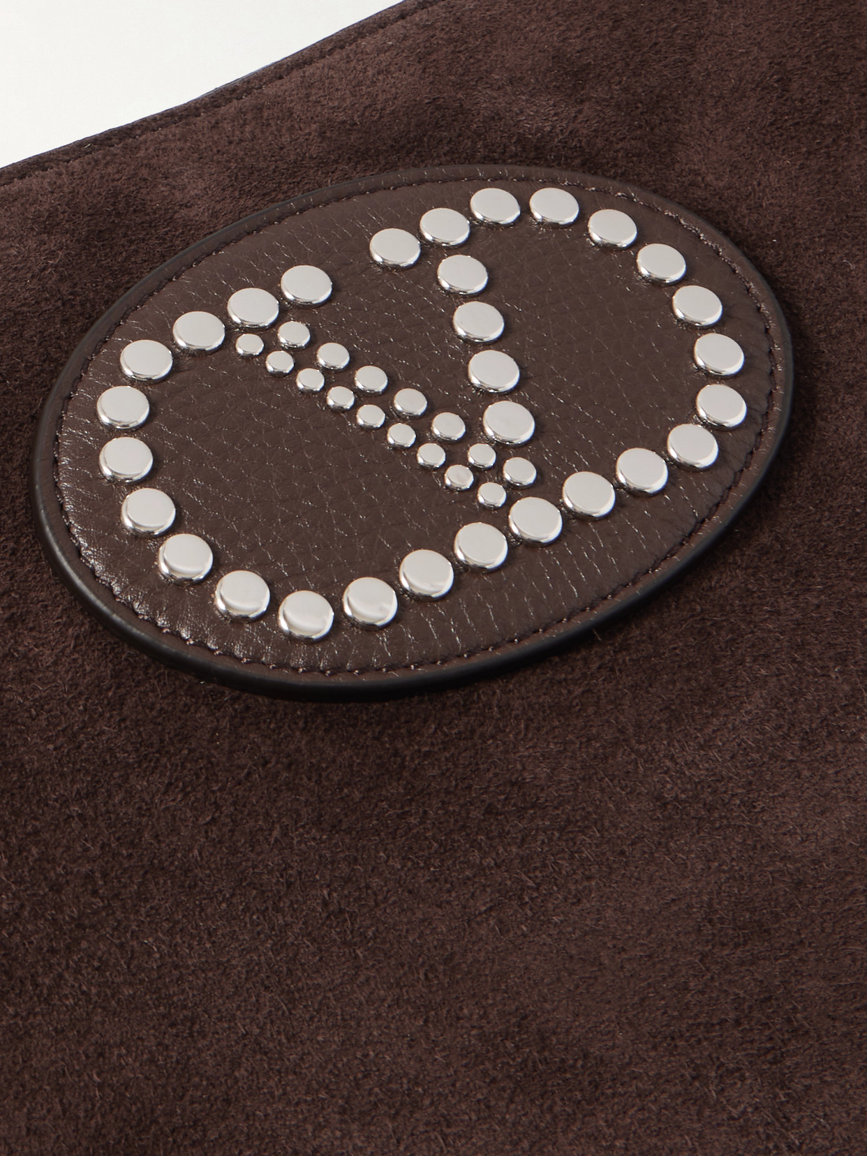 Valentino Nellcote Embellished Fringed Leather-trimmed Suede Shoulder Bag In Burgundy