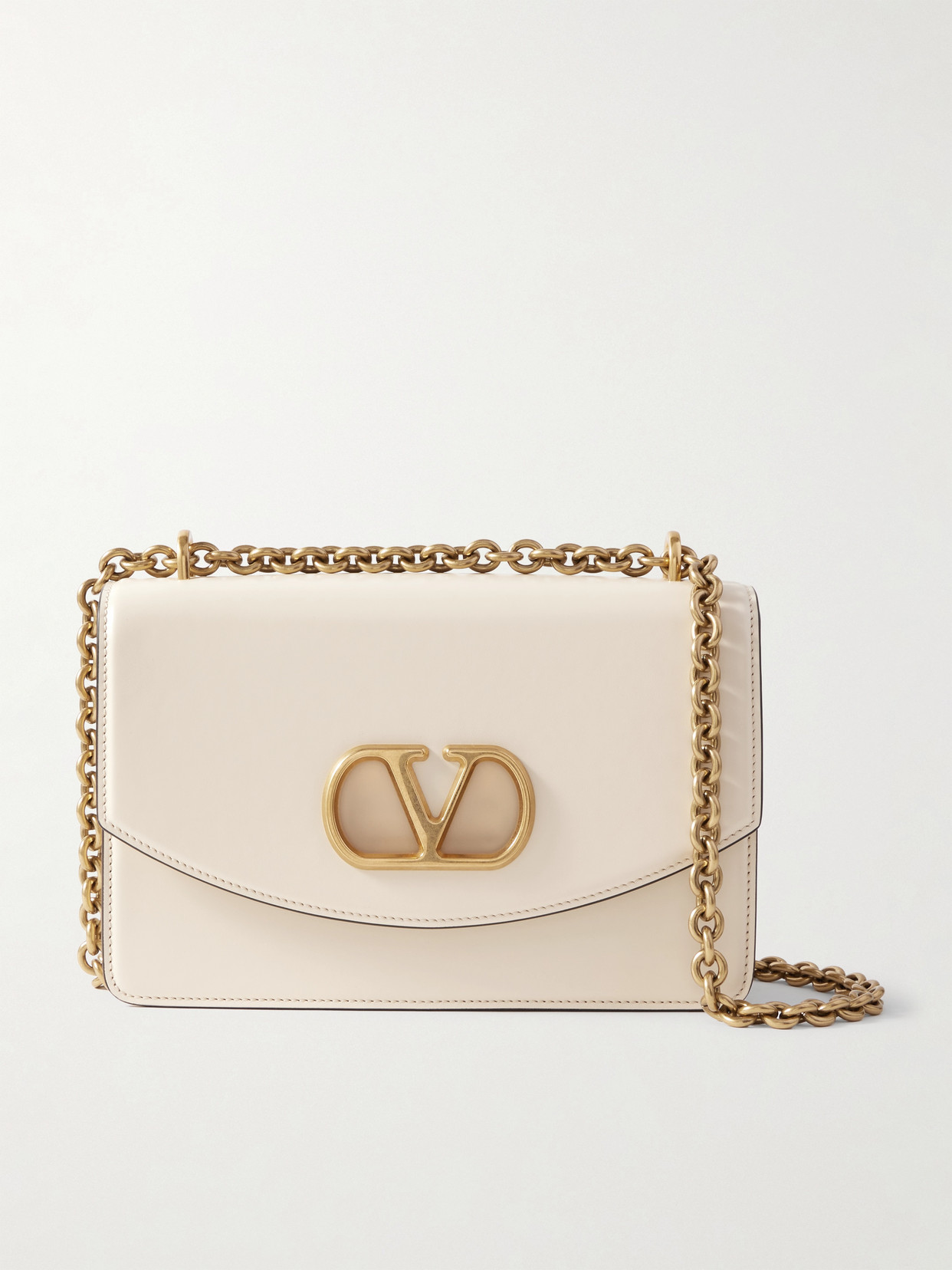 Valentino Garavani Vain Leather Shoulder Bag In Off-white