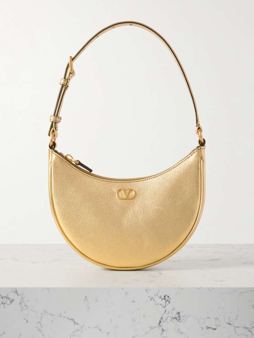 Valentino Garavani Vlogo Mini Metallic Textured-leather Shoulder Bag
