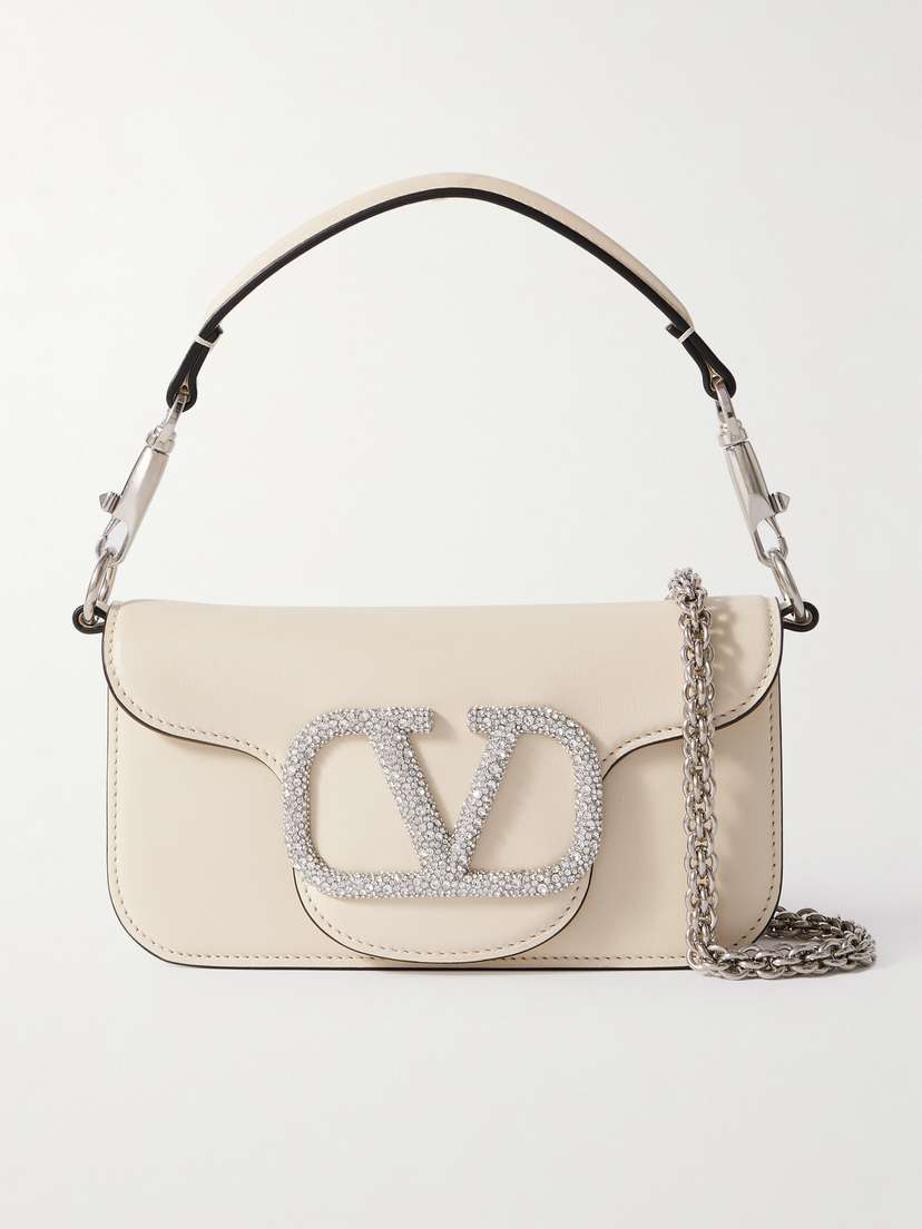Valentino Garavani Locò Small Embellished Leather Shoulder Bag