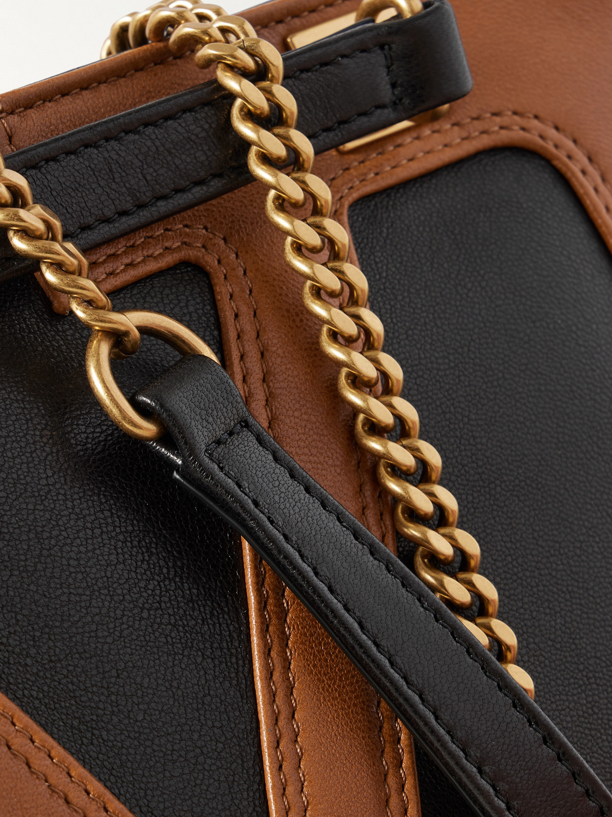 Valentino Viva Superstar Two-tone Leather Shoulder Bag In Brown