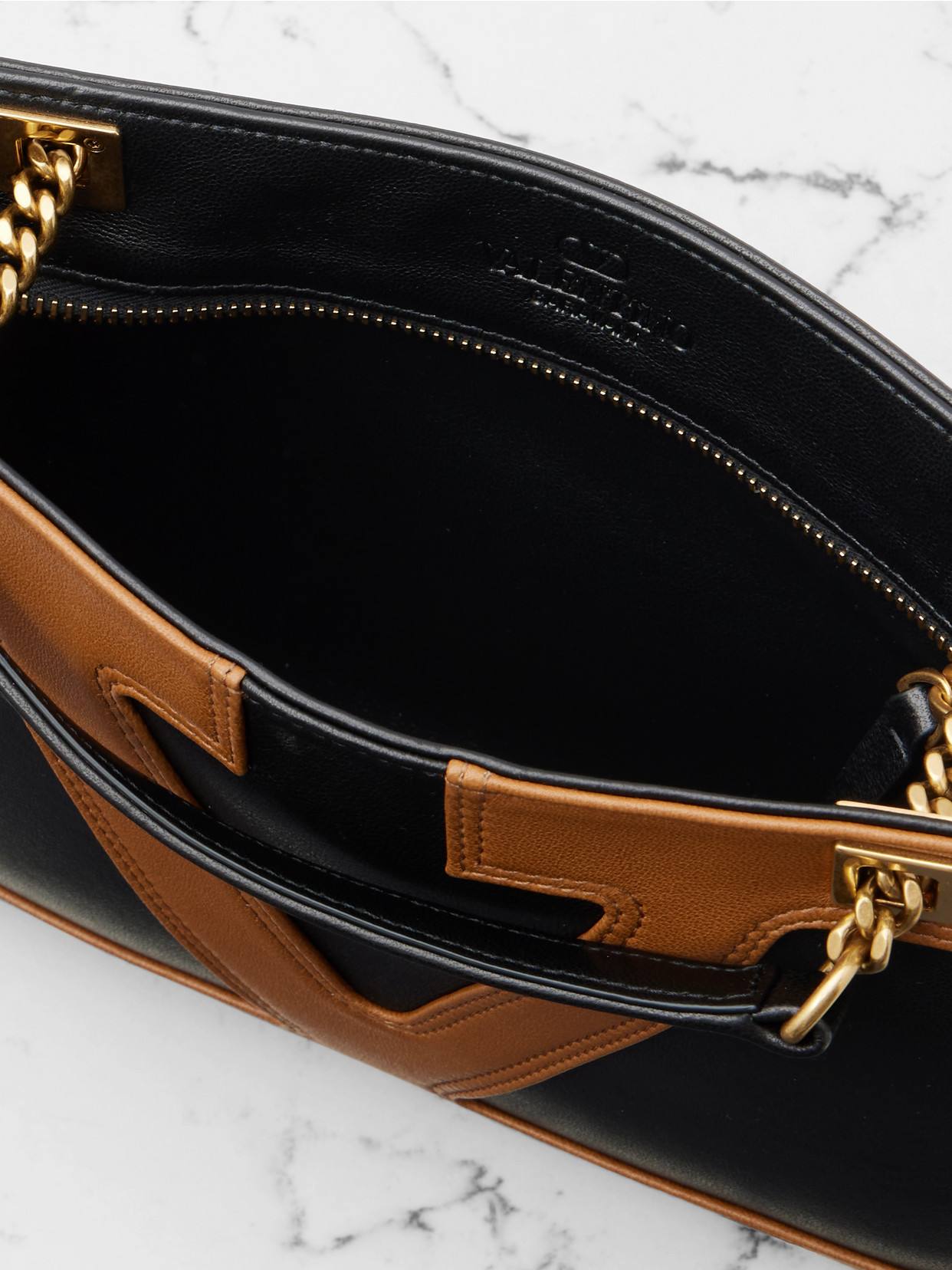 Valentino Viva Superstar Two-tone Leather Shoulder Bag In Brown