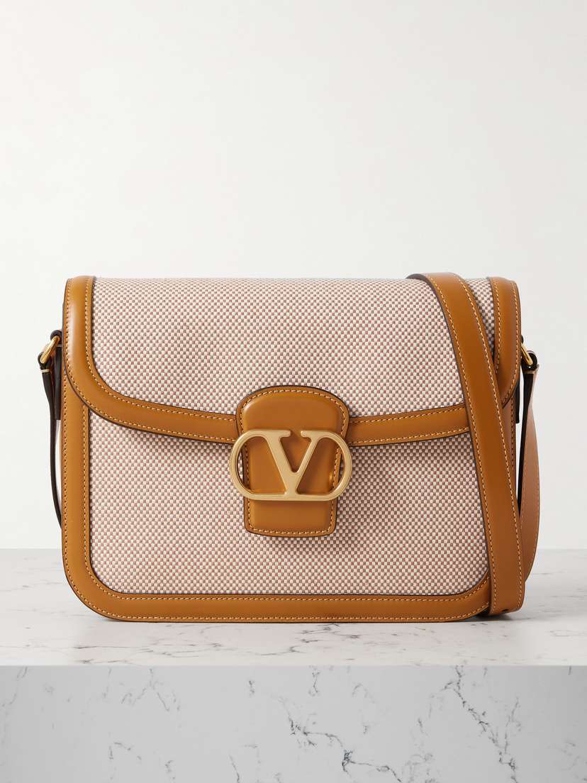 Valentino Garavani 9to5 Leather-trimmed Canvas Shoulder Bag