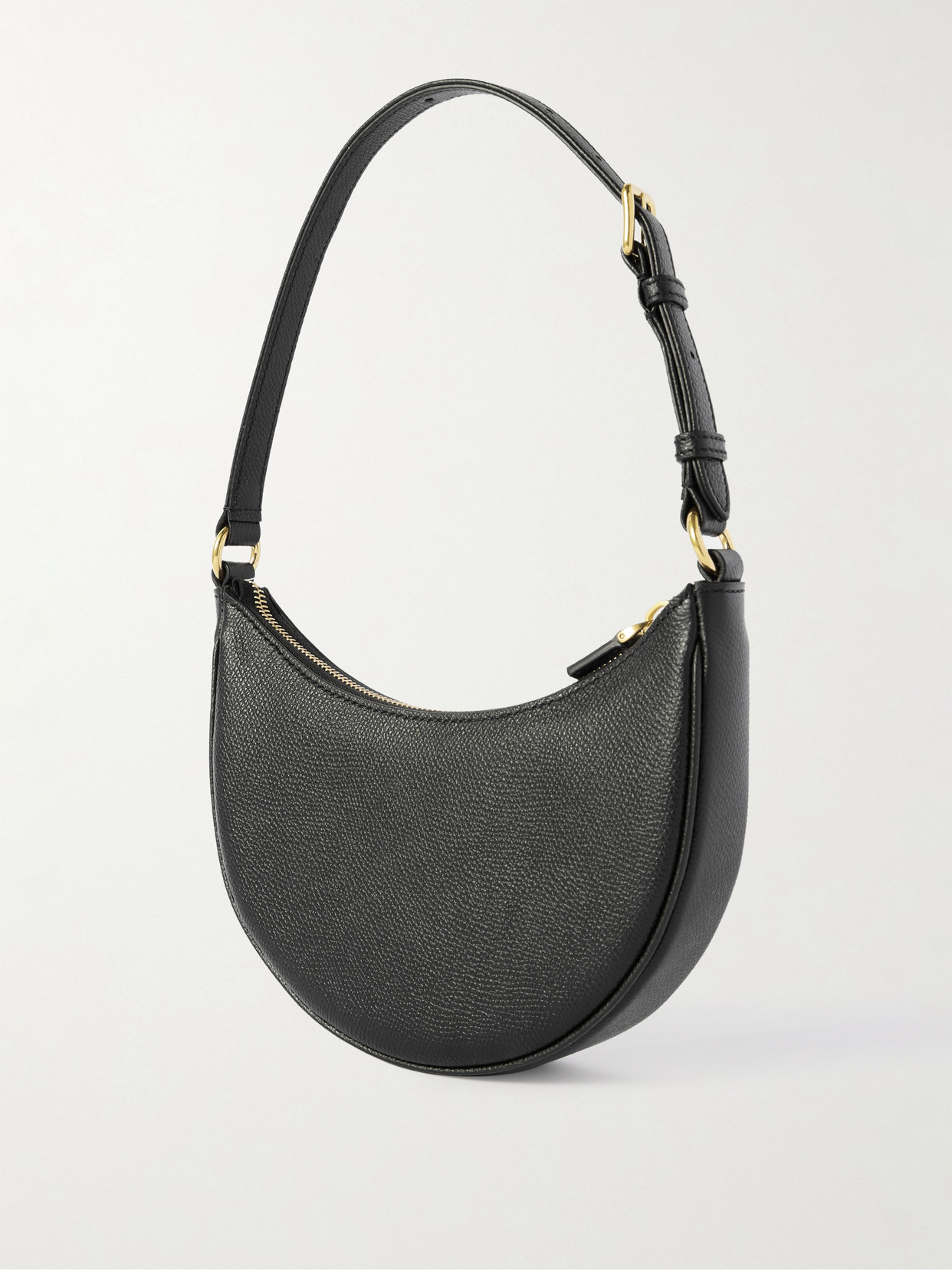 Valentino Half-moon Leather Shoulder Bag With Chain Strap In Black