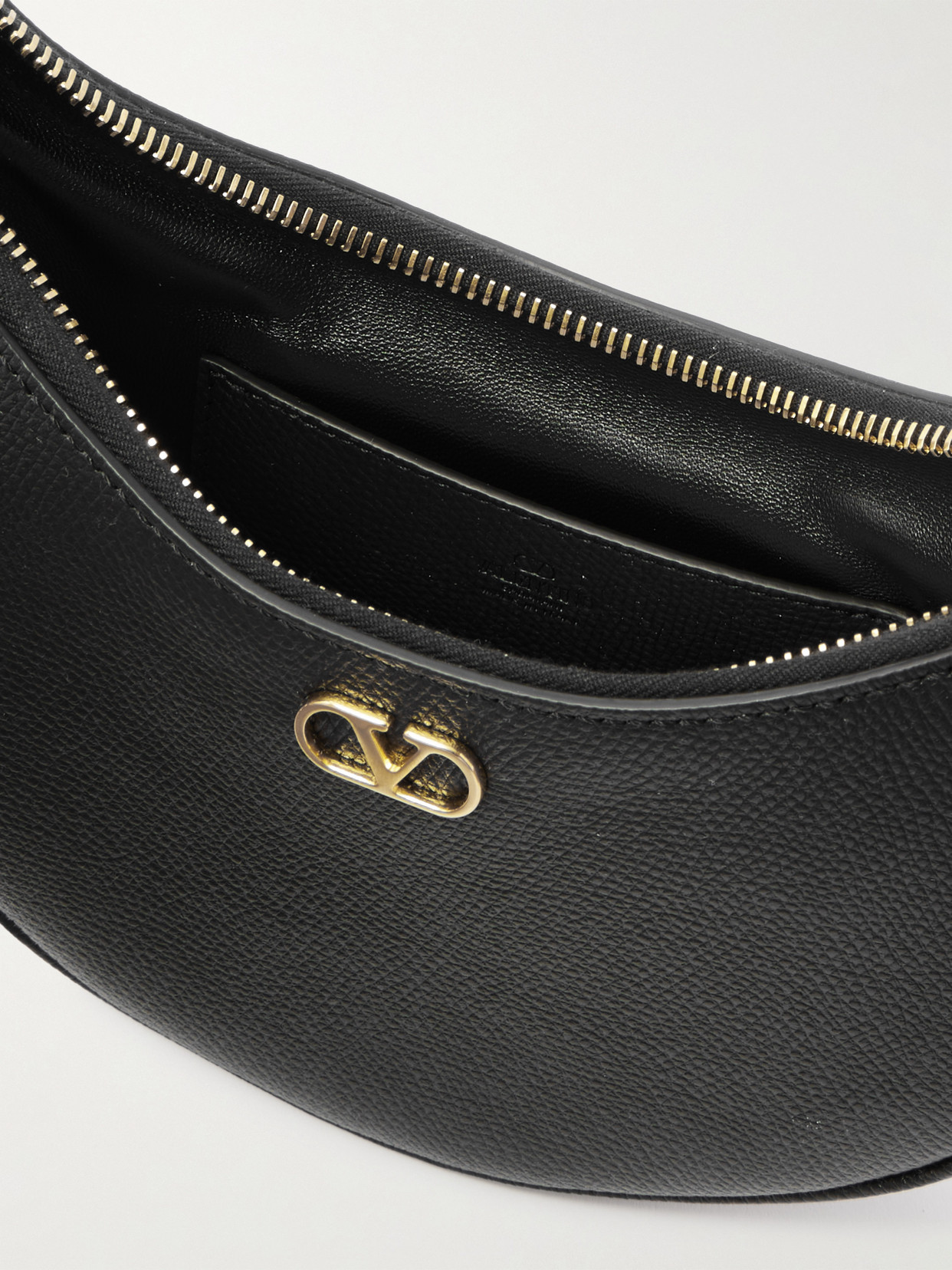Valentino Half-moon Leather Shoulder Bag With Chain Strap In Black