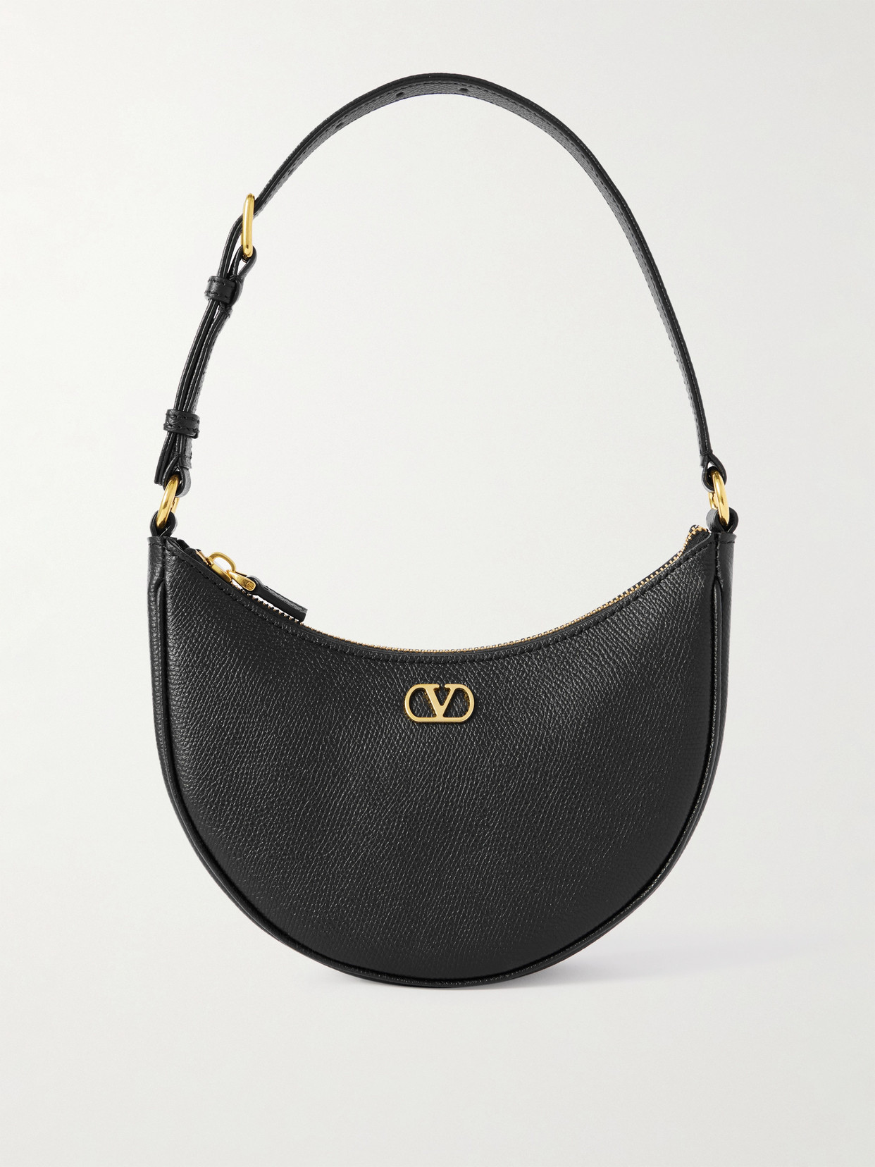 Valentino Garavani Vlogo Mini Textured-leather Shoulder Bag In Black