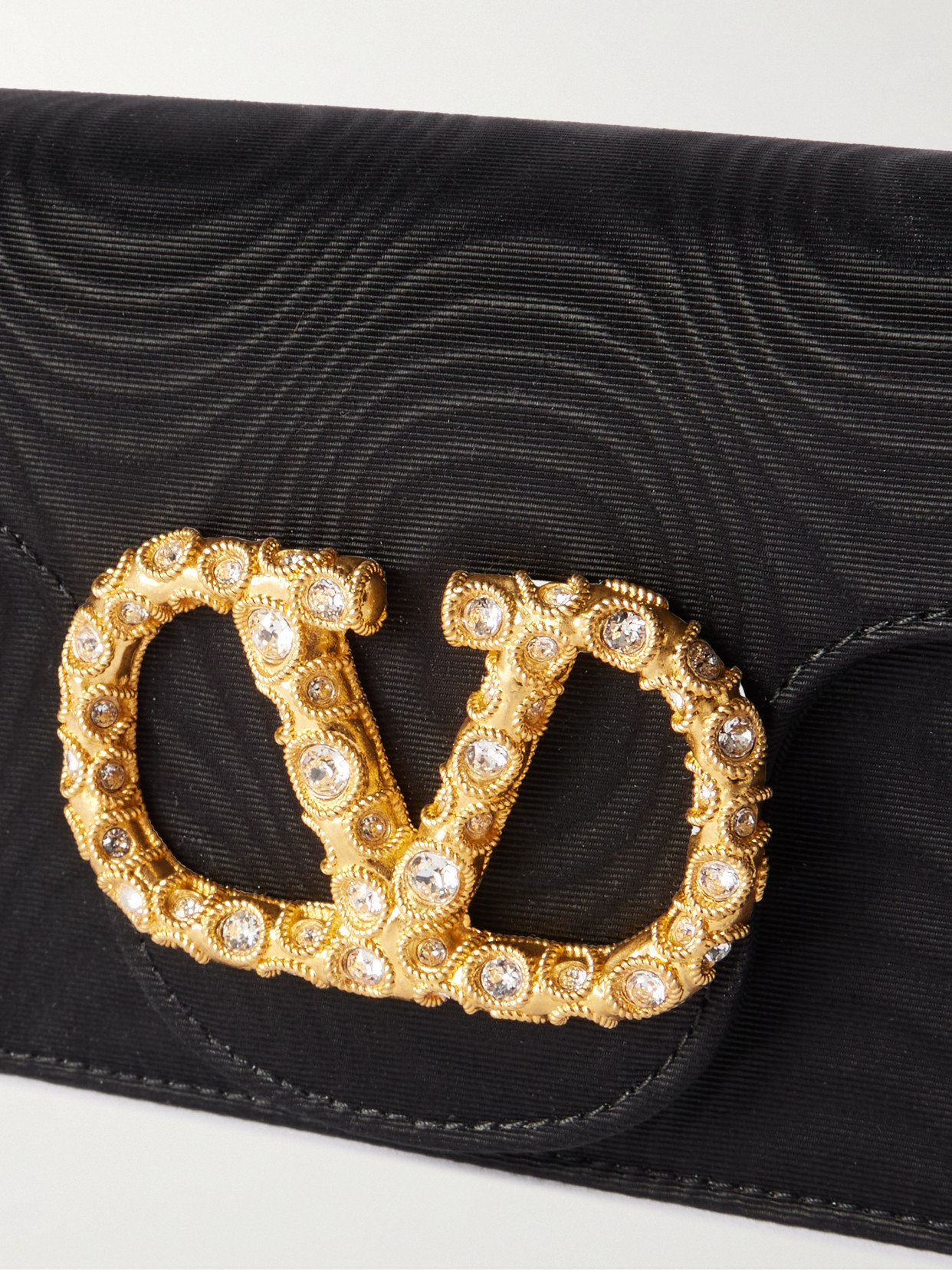 Valentino Locò Embellished Moire Clutch In Black