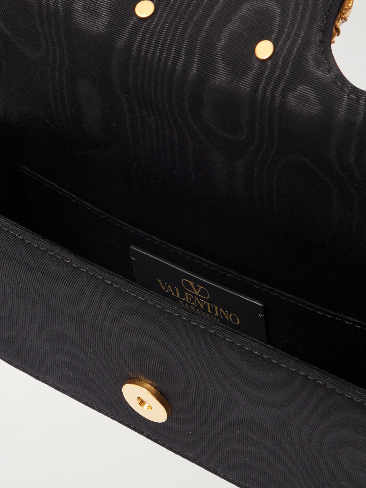Valentino Locò Embellished Moire Clutch In Black