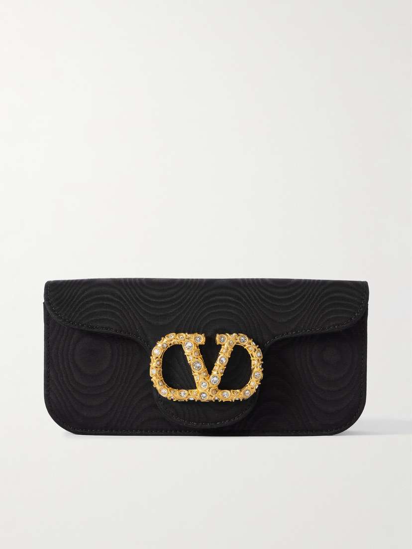 Valentino Garavani Locò Embellished Moire Clutch