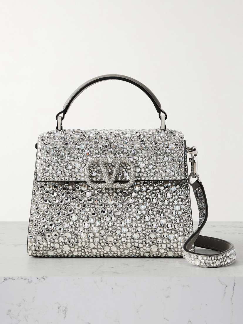Valentino Garavani Vsling Mini Swarovski Crystal-embellished Leather Shoulder Bag