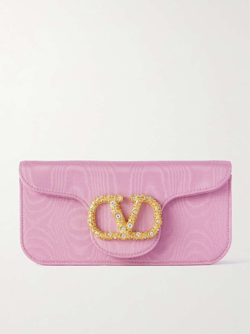 Valentino Garavani Locò Embellished Moire Clutch