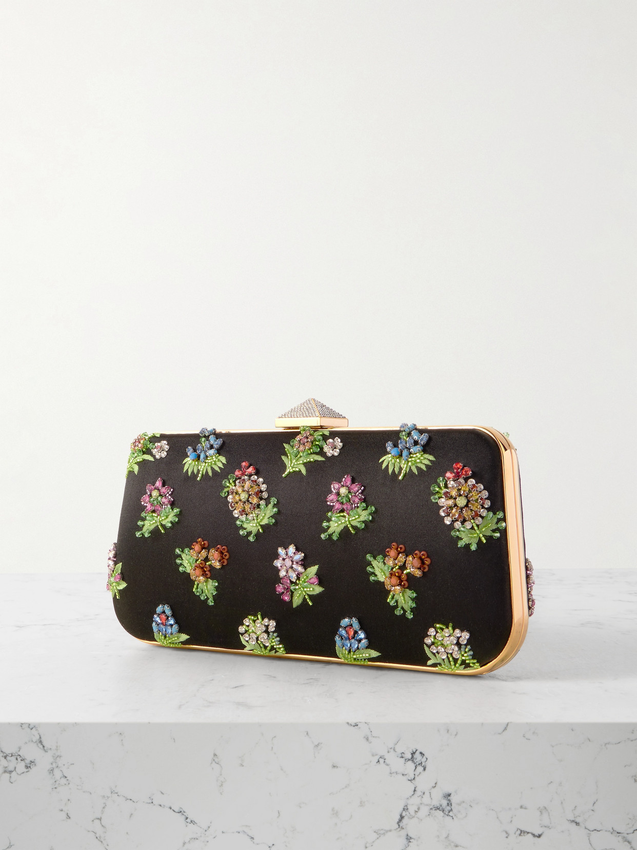Valentino Carry Secrets Little Flower Satin Minaudiere In Black