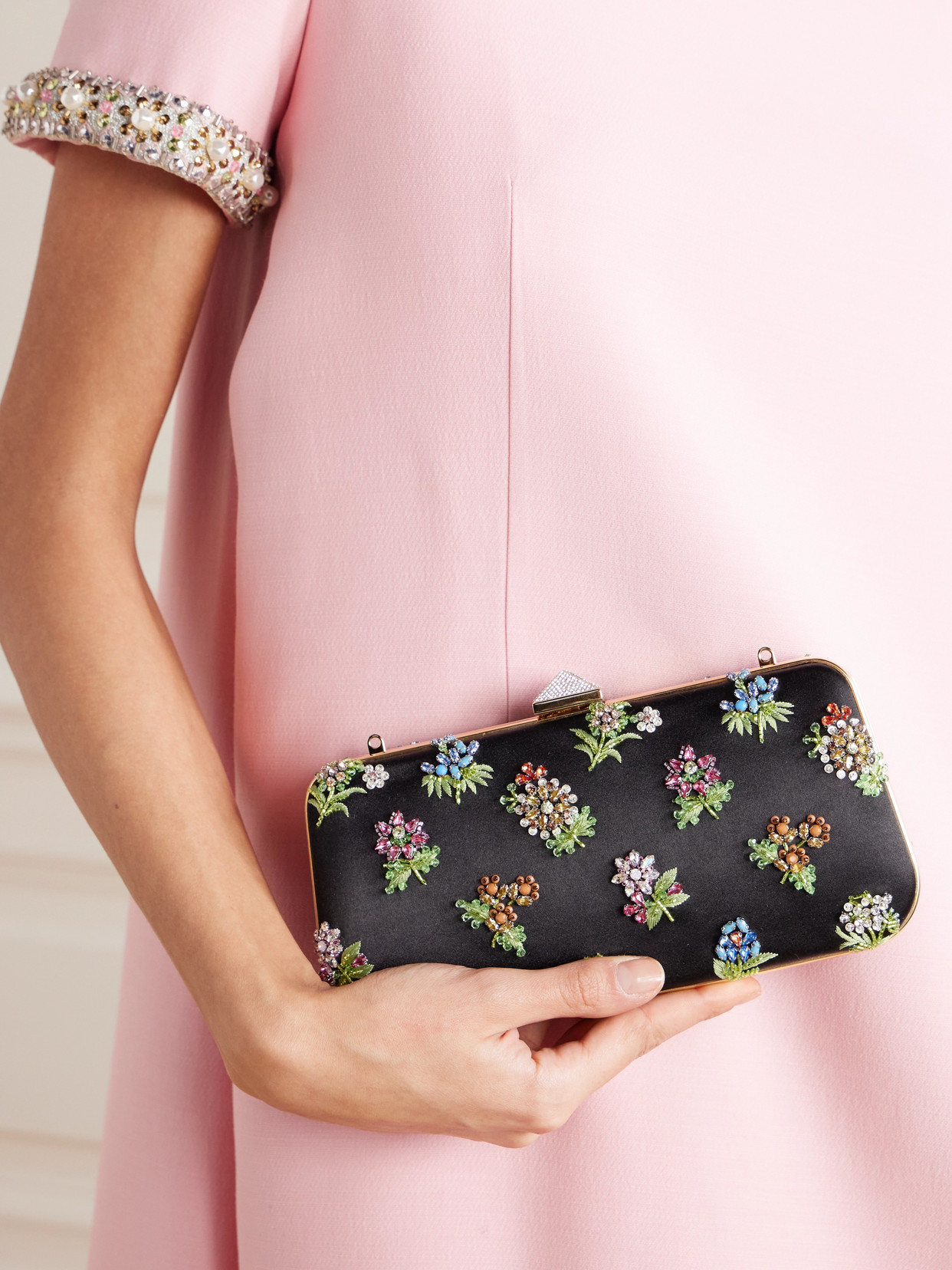 Valentino Carry Secrets Little Flower Satin Minaudiere In Black