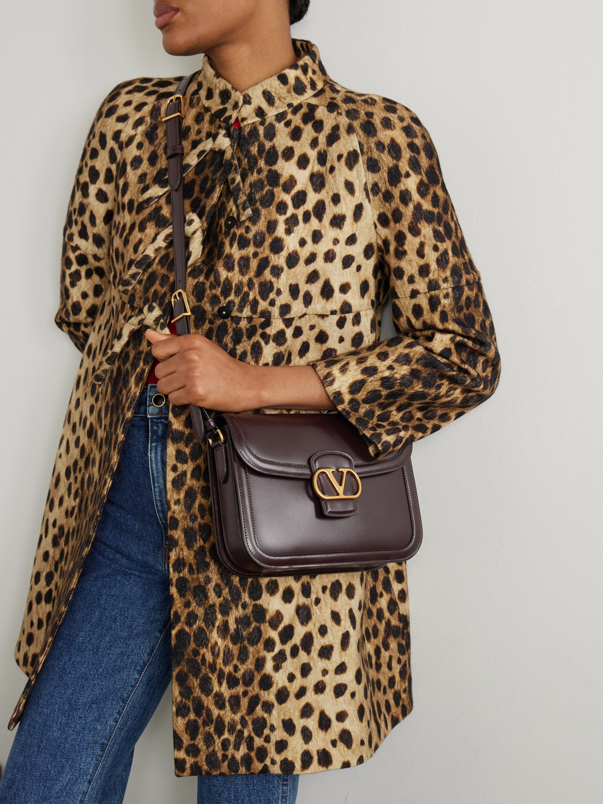 Valentino 9 To 5 Flap Leather Saddle Shoulder Bag In Brown